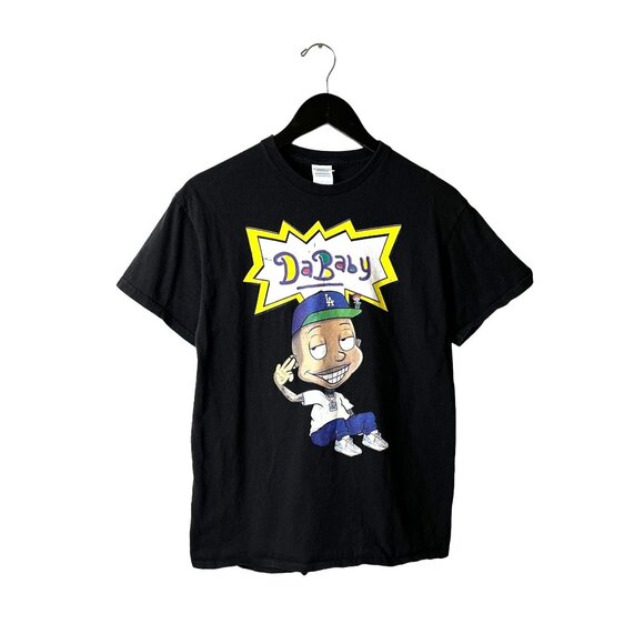 DaBaby Rap Tee T Shirt Black Medium M Rugrats Cartoon Graphic Tee 100% Cotton - Picture 2 of 11